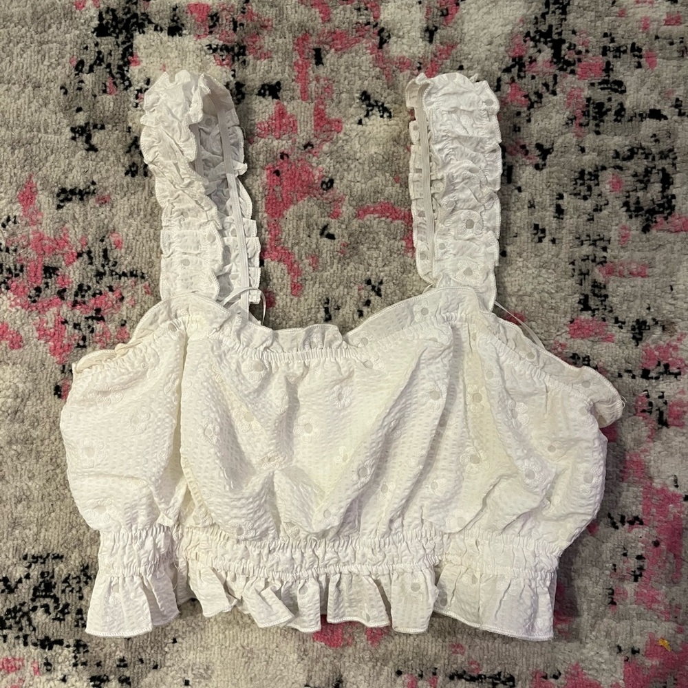 White Textured Boho Top